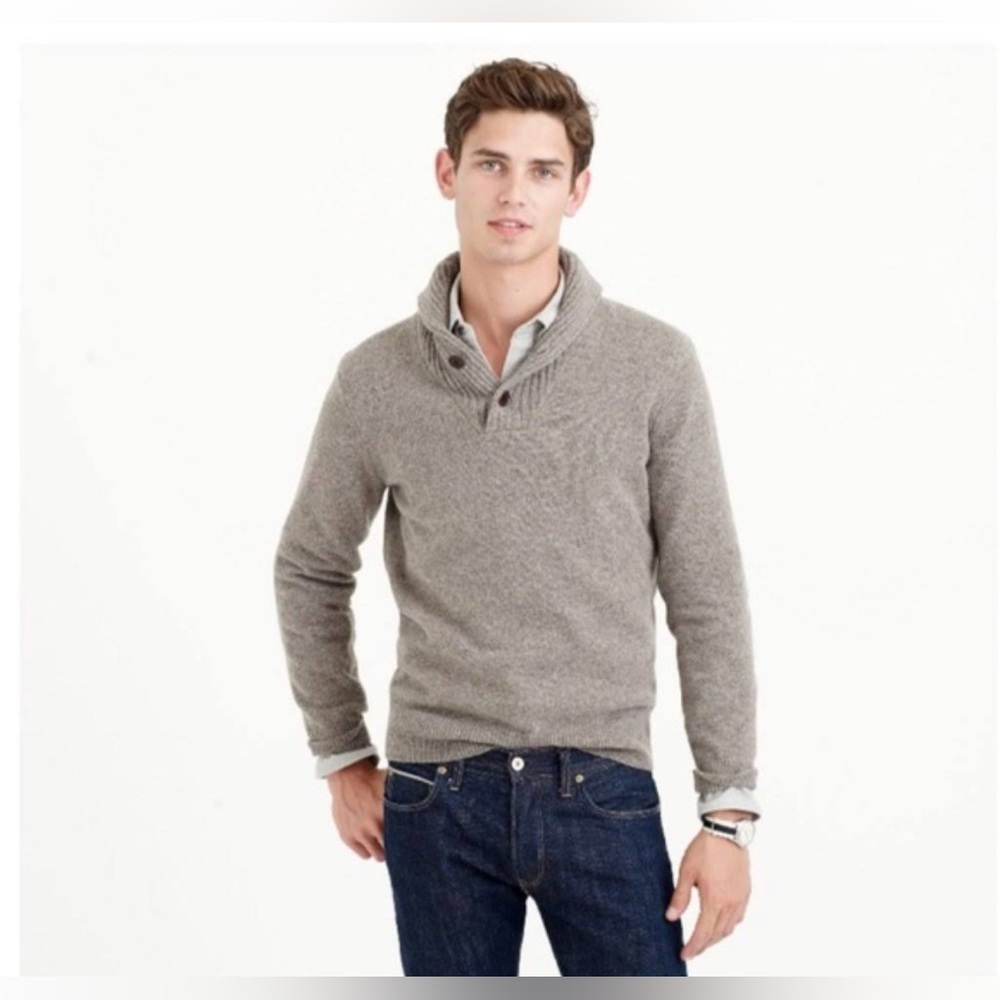 J Crew Men’s Sweater Size M 100% Lambswool Collared 2 Button